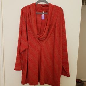 Sparkling Burnt Orange/red sweater 5x
